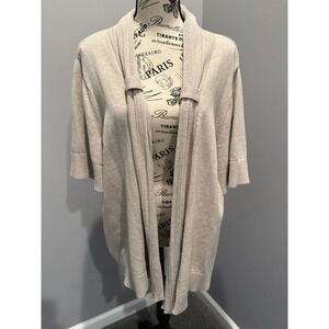 CJ Banks Womens Beige Knit Cardigan Sweater 3/4 Sleeve‎ Shawl Collar Size 2X